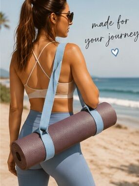 Caligirl Beach Blue Pilates, Yoga Mat,Lightweight Carrying Strap Adjustable, new